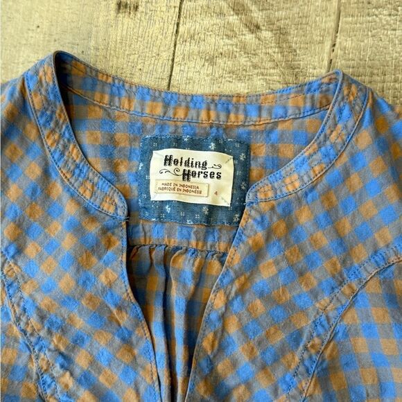 Anthropologie Holding Horses Popover Gingham Top - Picture 2 of 3